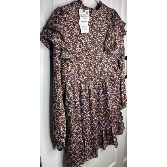 Zara Floral Print mini long sleeve dress NWT XL - Picture 10 of 12